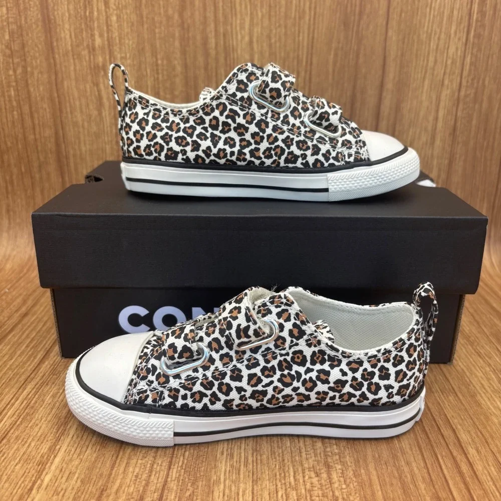 Converse CTAS 2V OX Infant Size 9 Leopard Print Hook and Loop A16589F‎ NEW